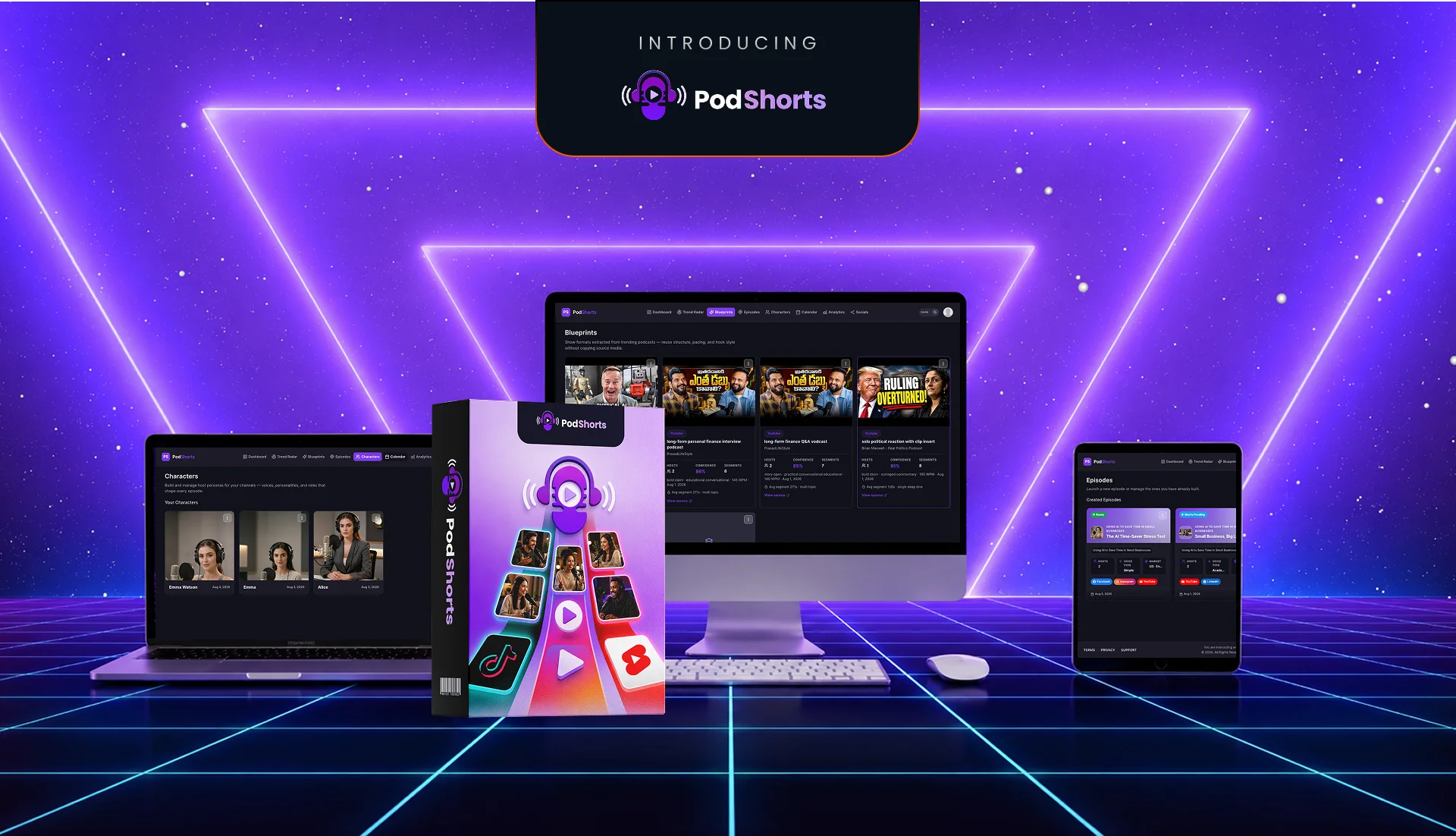 PodShorts AI podcast and short-form content interface