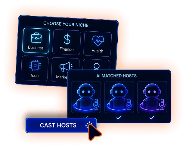 PodShorts show setup and AI host configuration interface