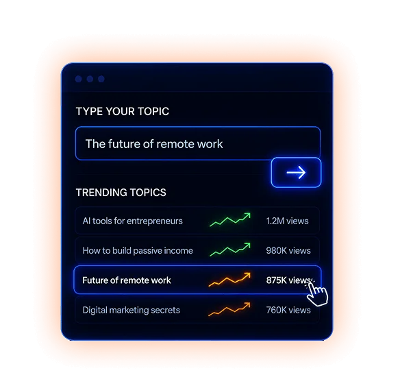 PodShorts TrendRadar topic discovery interface
