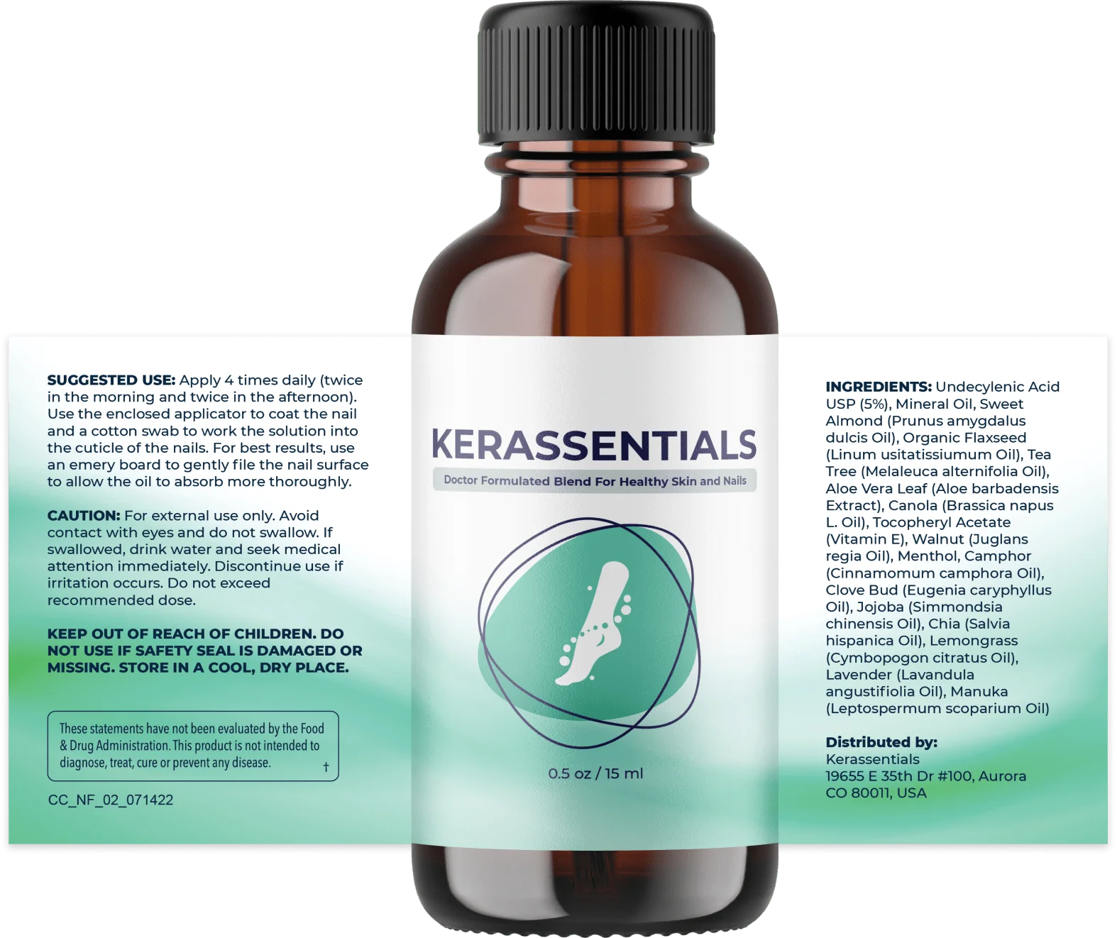 Kerassentials product label with usage information